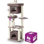 Petrebels Kratzbaum Villa 150 Cappuccino, 60 x 40 x 150 cm, Kratzbaum für kleine Katzen und Senioren Katzen