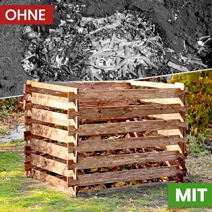 Gartenpirat Komposter Garten aus Holz – Mit Stecksystem für einfachen Aufbau – Witterungsbeständig & umweltfreundlich – 380 Liter – 90 x 90 x 70 cm, braun – Bild 5