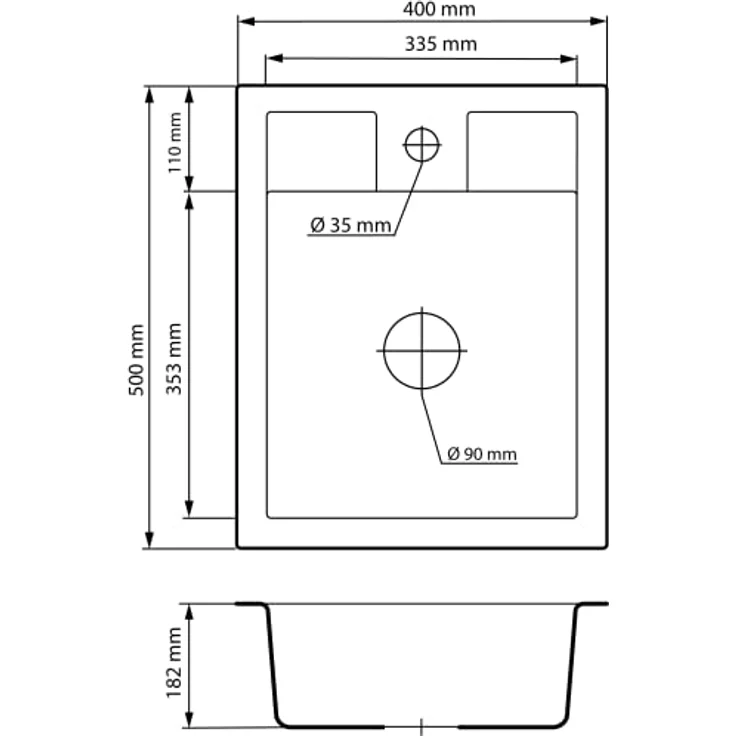Granitan GRANITAN BEST Küchenspüle 40x50 cm Schwarz mit goldenen Sprenkeln - Spüle aus Granit mit Siphon Chrom, Sieb und Imprägniermittel - Preisvergleich – Bild 5