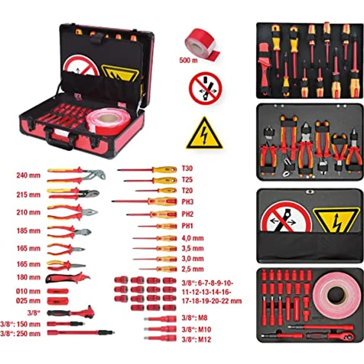 KS Tools Isolierter Werkzeug-Satz für Hybrid- und Elektrofahrzeuge, 43-tlg. im Aluminiumkoffer, Sicherheitsstandard IEC 60900 – Bild 2