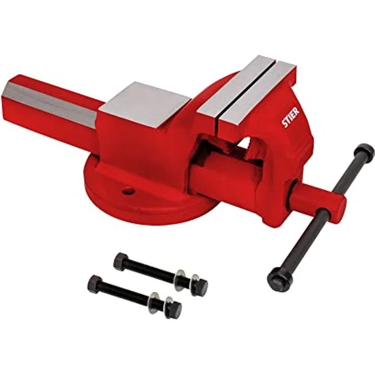 STIER Parallelschraubstock, Spannweite 200mm, Größe 150 mm, mit breiter Ambossfläche, hohe Spannkraft, inkl. Befestigungsmaterial & Rohrspannbacken