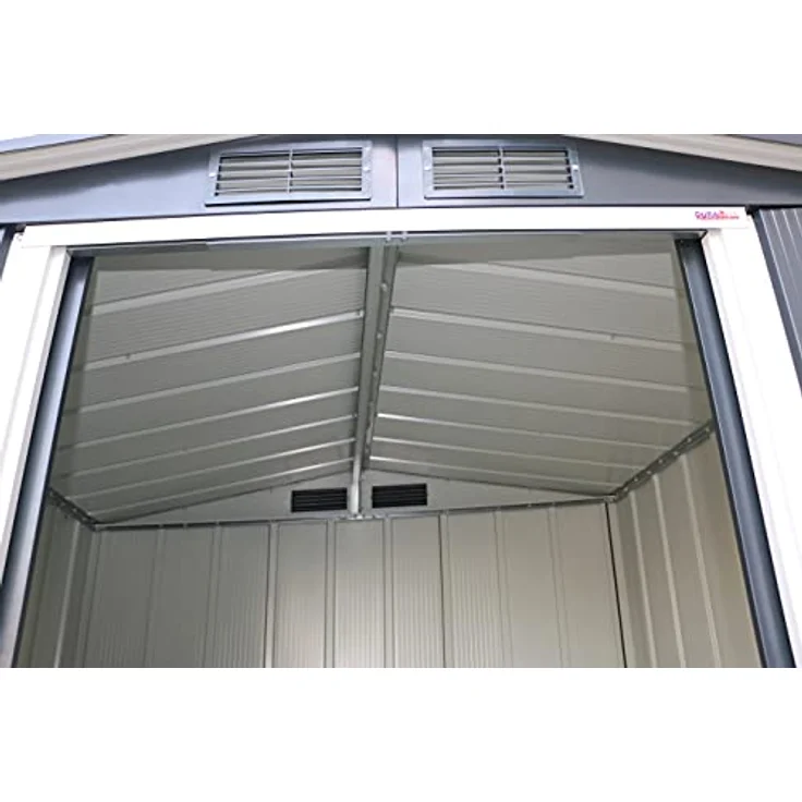 Duramax Metall Gartenhaus 202x174 Geräteschuppen Garten Gerätehaus Schiebetüren, H. 181 x B. 202 x T. 174 cm, Metall – Bild 10