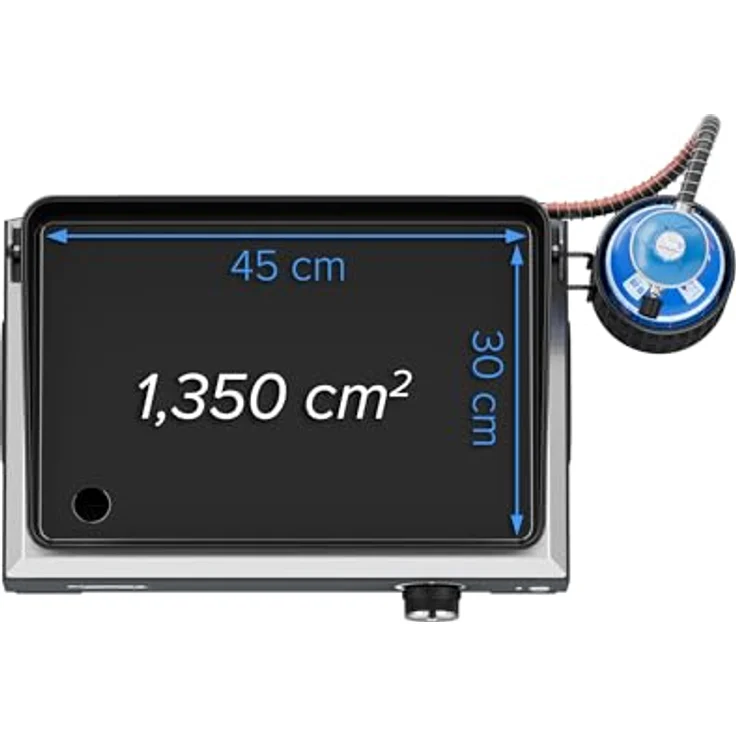 Campingaz Sigma 1 CV Gas-Plancha-Grillplatte, tragbarer Tischgrill mit 2,8 kW Brenner, emaillierte Stahloberfläche, BlueFlame-Technologie, 30 x 45 cm Kochfläche, verbesserte Reinigungssystem – Bild 3