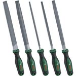 Bosch Feilen Set 5-teilig (Robustes Metallfeilen Set aus hartem Kohlenstoffstahl; Ergonomischer Softgrip; Schaftlänge 200mm; Mittlerer Hieb 2)