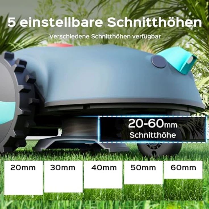 YARDCARE V100 Mähroboter, kabellos mit Vision-Navigation, 150 Hinderniserkennung, 4,0 Ah Akku, Schwebende Messerscheibe, inklusive Ersatzklingen – Bild 3