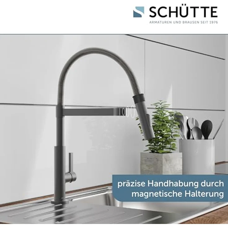 Schütte Spültischarmatur MIAMI, energiesparende Cold-Start-Technik, 360° schwenkbar, 2-fach verstellbare Geschirrbrause in Soft-Touch Qualität – Bild 4