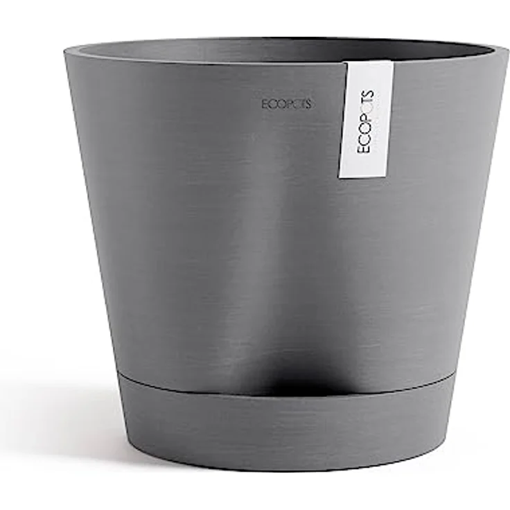 ECOPOTS Blumentopf Venice 2 mit Bewässerung Grau - Durchmesser Ø 30 cm rund groß - Pflanzentopf aus Recycling Kunststoff - Übertopf mit Wasserversorgung modern für Indoor und Outdoor – Bild 1