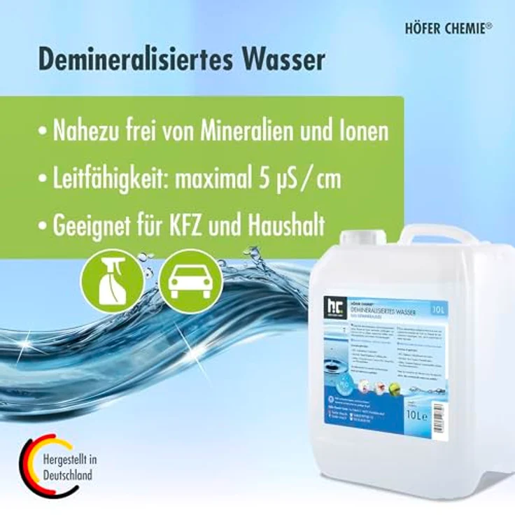 Höfer Chemie GmbH 4 x 10 Liter Demineralisiertes Wasser – Bild 3