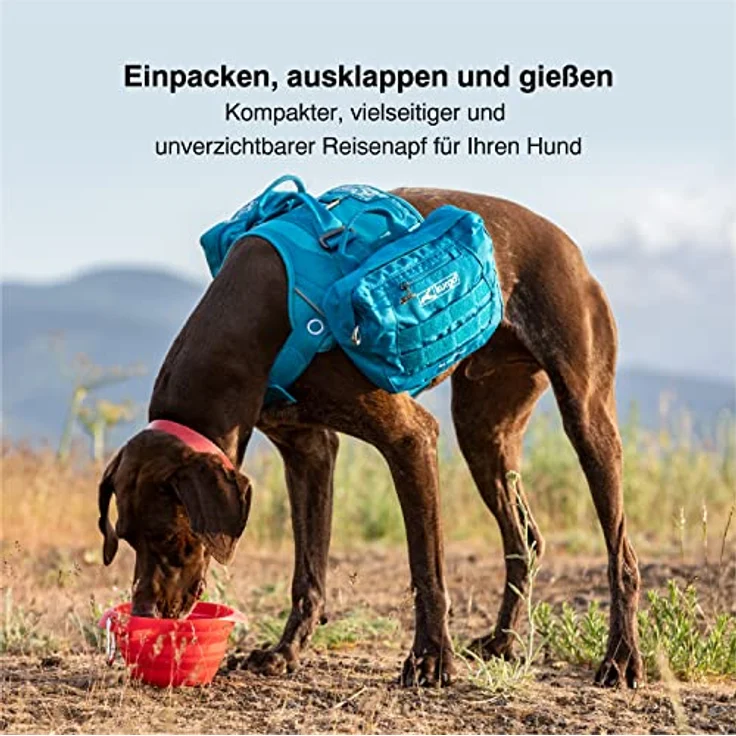 Kurgo Zusammenfaltbarer Hundenapf, BPA-freies Silikon, 700 ml, für Futter und Wasser, Orange – Bild 4