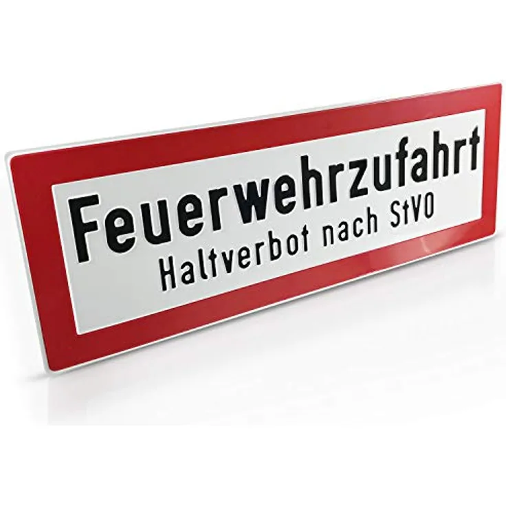 Betriebsausstattung24® Hinweisschild für die Feuerwehr Feuerwehrzufahrt Haltverbot nach StVO mit Freifeld für Siegel der Bauaufsichtsbehörde Größe (BxH): 59,4 x 21,0 cm Aluminium geprägt