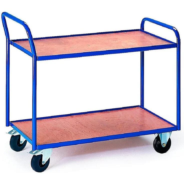 Rollcart Transportwagen Etagenwagen 08-7425, blau, Tragfähigkeit 125 kg, Plattform aus MDF, drehbare Rollen mit Bremsen