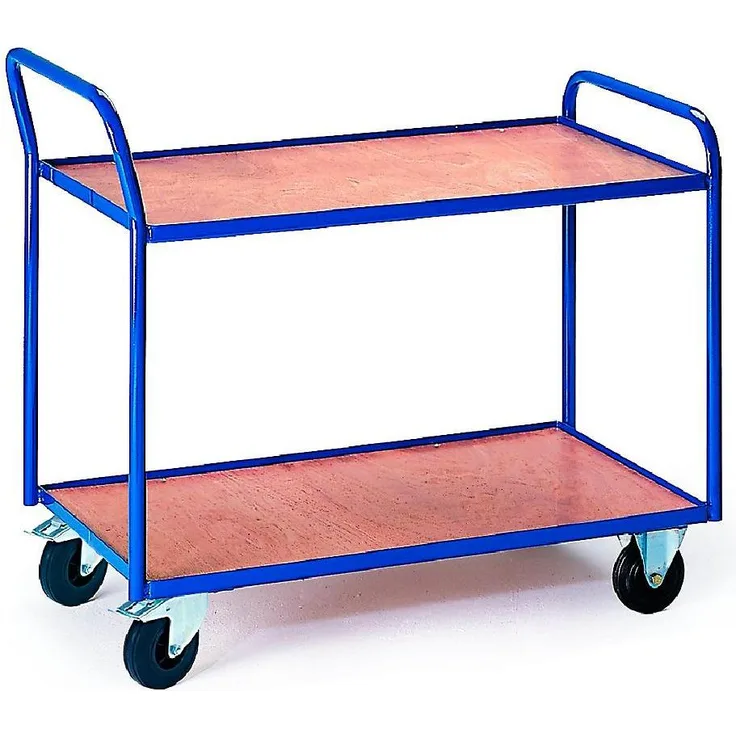Rollcart Transportwagen Etagenwagen 08-7425, blau, Tragfähigkeit 125 kg, Plattform aus MDF, drehbare Rollen mit Bremsen