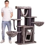 CanadianCat Company | Kratzbaum Hudson - Katzenkratzbaum, Ø 15 cm Sisalstämme | schwarz/grau | ca. 50 x 178 x 157 cm