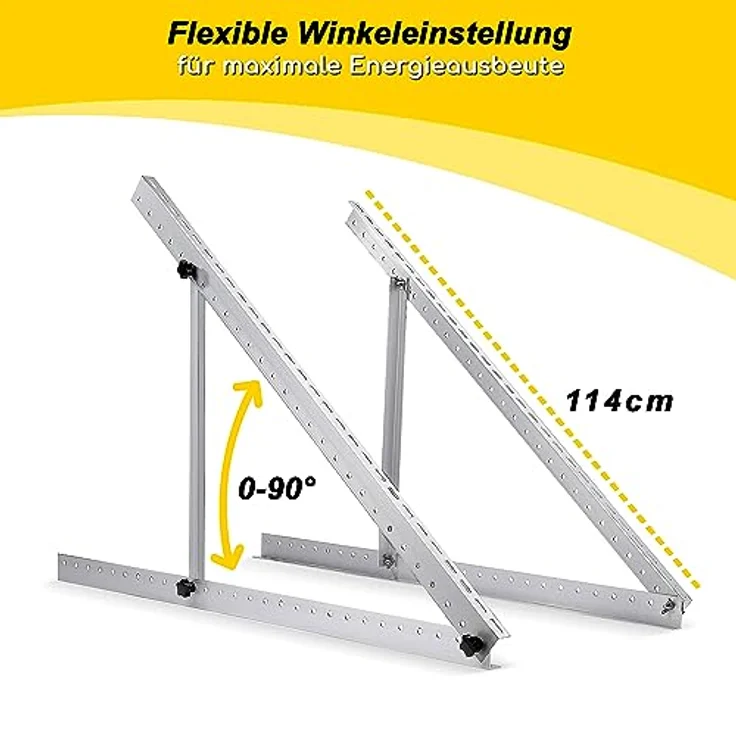 kupi 2 Sets Solarpanel Halterung Balkonkraftwerk | Solarmodule bis 114cm | Verstellbar 0-90°, Aluminiumlegierung, robuste Konstruktion – Bild 3