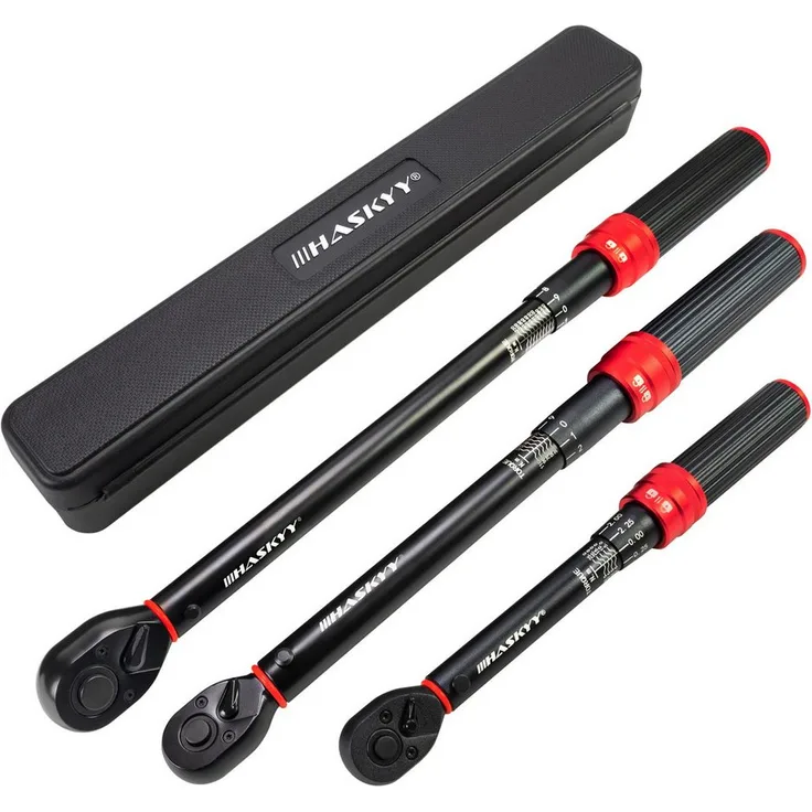 HASKYY Drehmomentschlüssel Drehmomentschlüssel-Set 3tlg 5-25NM 20-120NM 40-220NM, hochpräzise mit einstellbarem Bereich und praktischer Aufbewahrungsbox