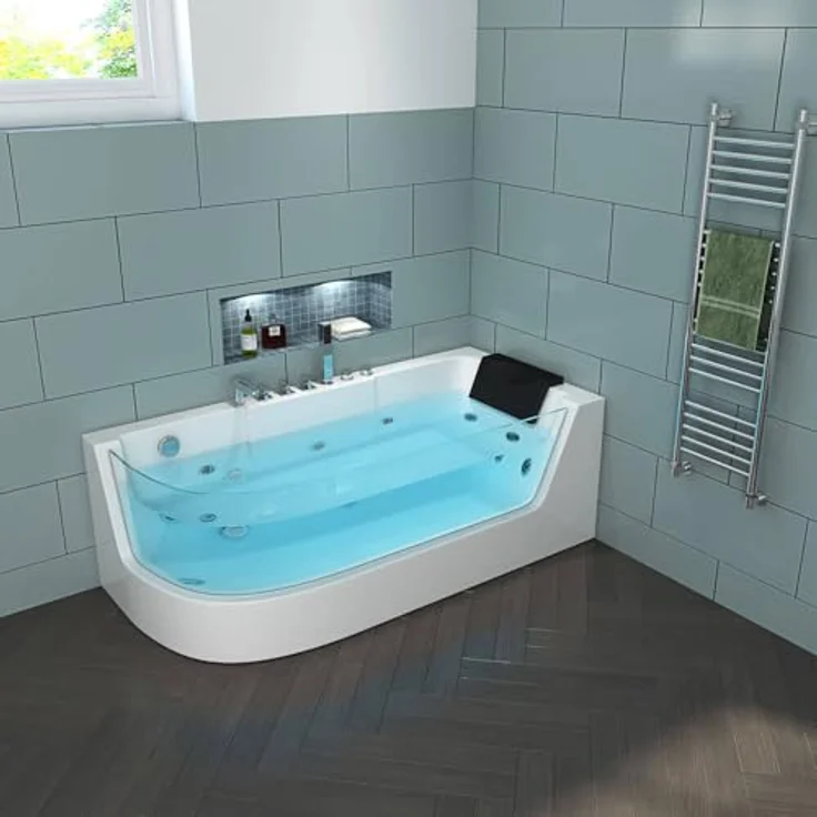 HOME DELUXE Badewanne Whirlpool CARICA, 170 x 80 cm, mit 4 einstellbaren Düsen und LED-Farblichttherapie, strahlendes Weiß – Bild 2