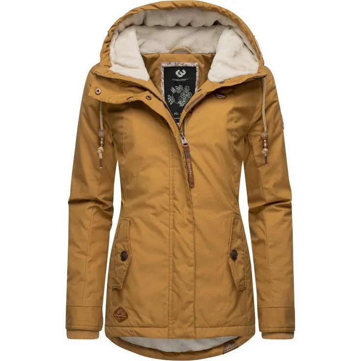 Ragwear Winterjacke Monade Damen Winterparka mit Kapuze und m. Fleece gefüttert, Sportliche Allround Outdoorjacke in Blau