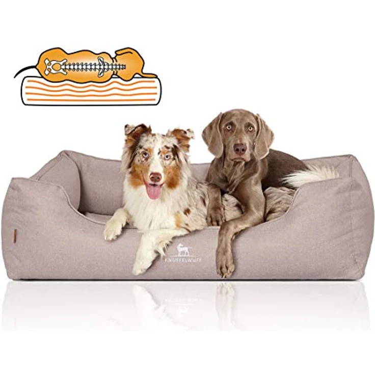 Knuffelwuff Orthopädisches Hundebett Luisa Hundekorb Hundesofa Hundekissen Hundekörbchen waschbar Beige XL 105 x 75cm – Bild 1