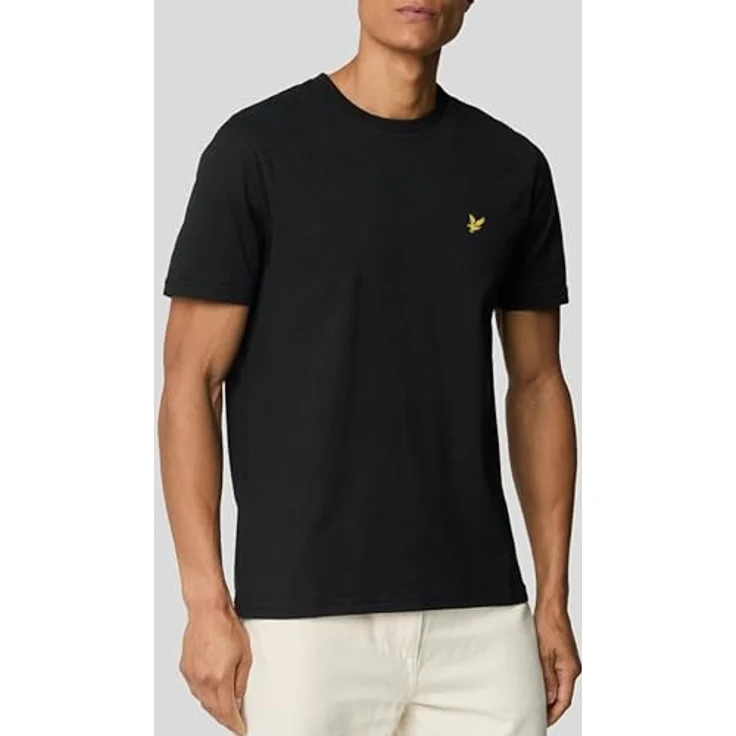 Lyle and Scott Plain T-Shirt Herren, Schwarz, aus weicher Baumwolle mit geripptem Rundhalsausschnitt, Größe L – Bild 4