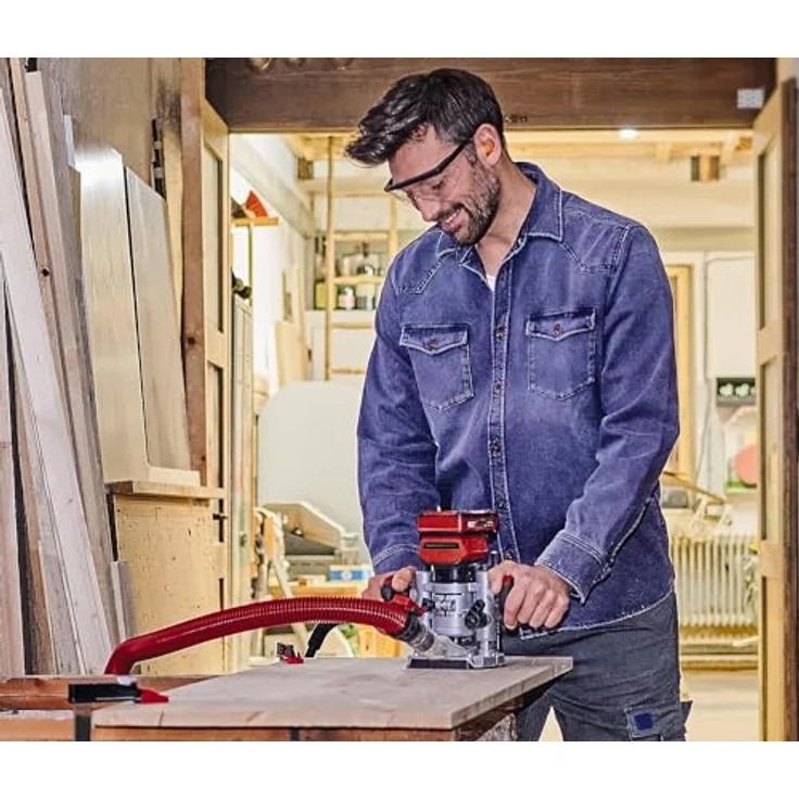 Einhell Professional Akku-Oberfräsen-Kantenfräsen-Set TP-RO 18 Set Li BL-Solo Power X-Change (18 V, Brushless, Frästiefen-Feineinstellung, inkl Zubehör+Tasche, ohne Akku) – Bild 5