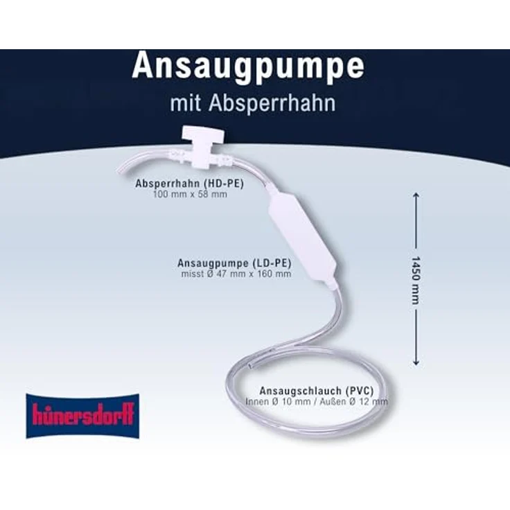 Dönges Ansaugpumpe Professional mit Absperrhahn, 1.450 mm (Notfallpumpe) – Bild 3