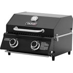 TAINO PLATINUM COMPACT DARK Tischgrill 2 Brenner Gasgrill Kompakt Camping Mini Grill Tragbar BBQ, 2 Hauptbrenner aus Edelstahl, Temperaturanzeige, Edelstahl Grillrost