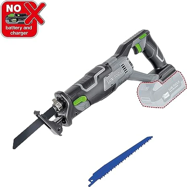 LUX-TOOLS A-SB-20/115 Akku-Säbelsäge mit 1/2"-Universalaufnahme & verstellbarer Schnitttiefe, inkl. Sägeblättern | 20V Säbelsäge mit max. Schnitttiefe von 115mm [ohne Akku/ohne Ladegerät] – Bild 2