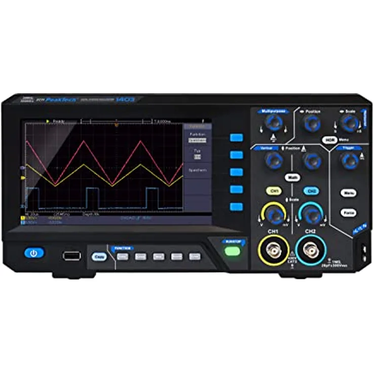 PeakTech 1403, Digital Speicher Oszilloskop, 2 Kanal, 50 MHz, 500 MS/s, USB Schnittstelle, PC Software, P 1403