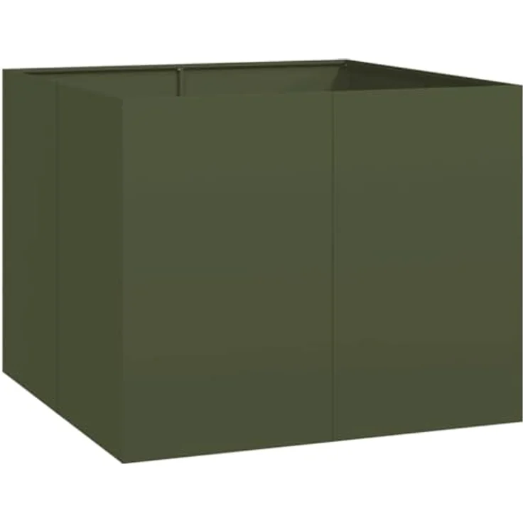 vidaXL Pflanzgefäß Olivgrün 100x100x80 cm Stahl, Pflanzschale, Hochbeet, Outdoor-Pflanzgefäß – Bild 1