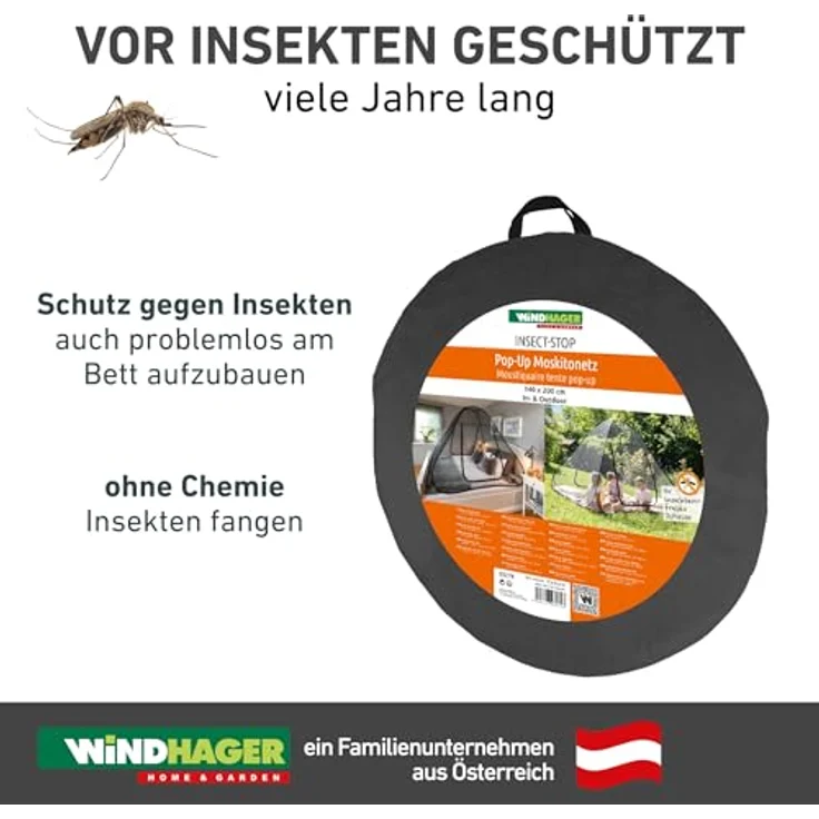 Windhager Moskitonetz, 180x200 cm, Pop-Up Insektenschutz für Matratzen – Bild 6