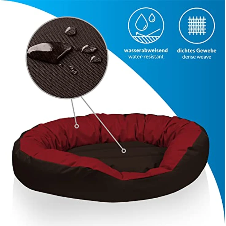 BedDog® Hundebett Sunny, großes Hundekörbchen aus Cordura, waschbares Hundebett mit Rand, Hundekissen oval, Größe L, Sultan, rot/braun – Bild 2