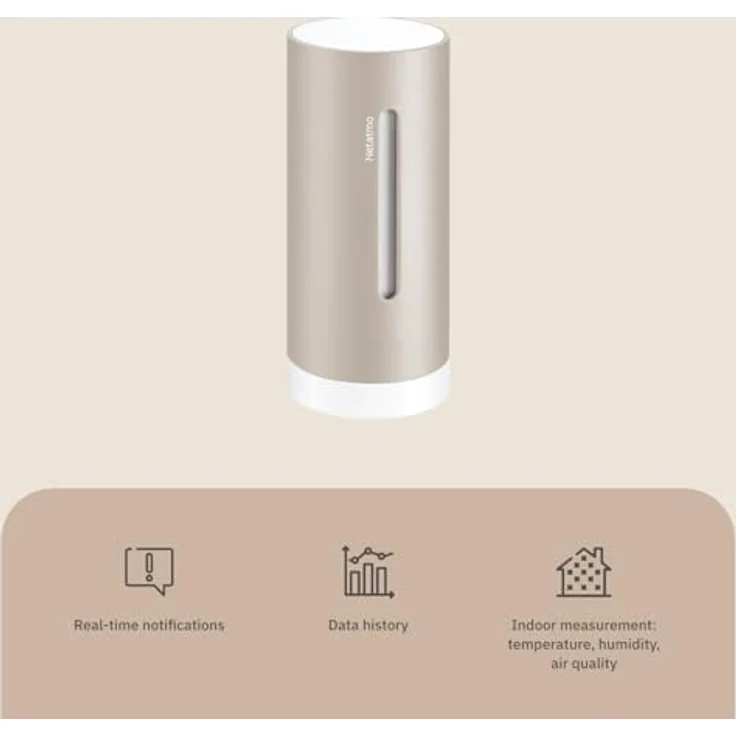 Netatmo Zusätzliches Smartes Innenmodul für Wetterstation, Temperatur- und Luftqualitätsüberwachung (CO2), Sand – Bild 4