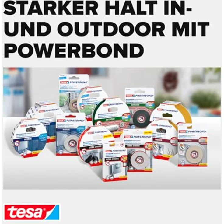 tesa Powerbond MIRROR - Doppelseitiges Montageband zur Fixierung von Spiegeln - Feuchtigkeitsbeständiges Klebeband für Bad und Dusche - 5 m x 38 mm – Bild 8