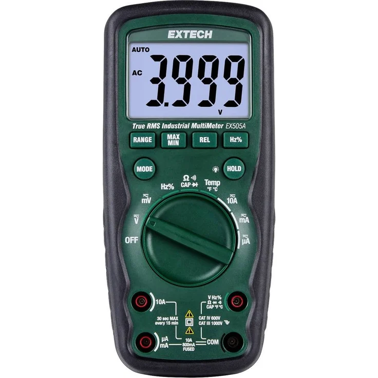Extech Multimeter Hochleistungs-Industrie-Multimeter-Kit, CAT IV-600V, True RMS, 8-teiliges Messleitungsset, blau – Bild 1