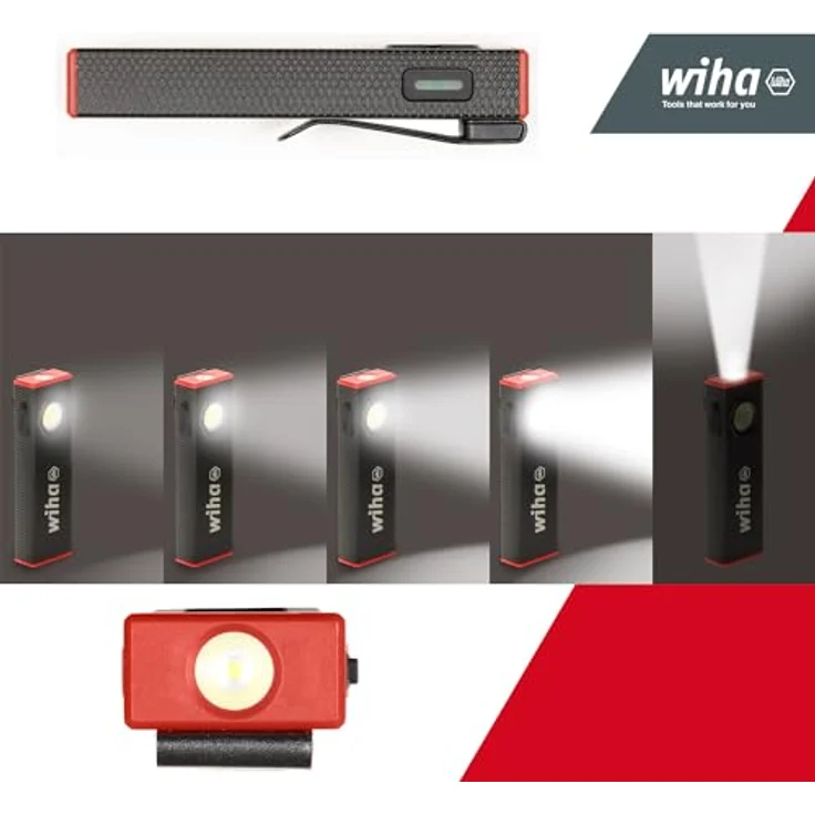 Wiha, Taschenlampe, Handleuchte 800 lm I 5 Leuchtmodi I Werkstattlampe aufladbar I Akku LED Taschenlampe super hell (9.70 cm, 800 lm) – Bild 3