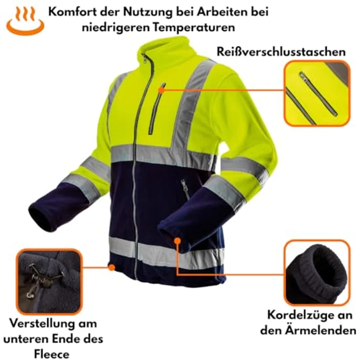 Warnschutzjacke aus Polar Fleece 280g-m² gelb L – Bild 5