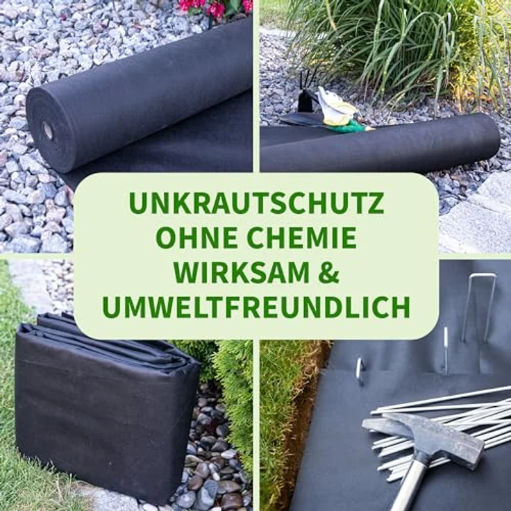 TTL GARDEN Unkrautvlies 50g/m² 10m², schwarzes Gartenvlies gegen Unkraut, reißfest, UV-stabil, atmungsaktiv, inkl. 20 Erdanker 120mm – Bild 4