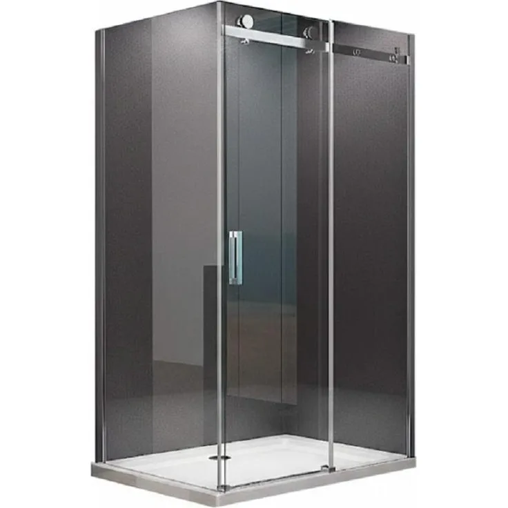Glaswerk Westfalen Ecken-Duschkabine "Ela", 100x80x195 cm, Schiebetür, ESG-Sicherheitsglas, rahmenlos, inkl. Duschwanne