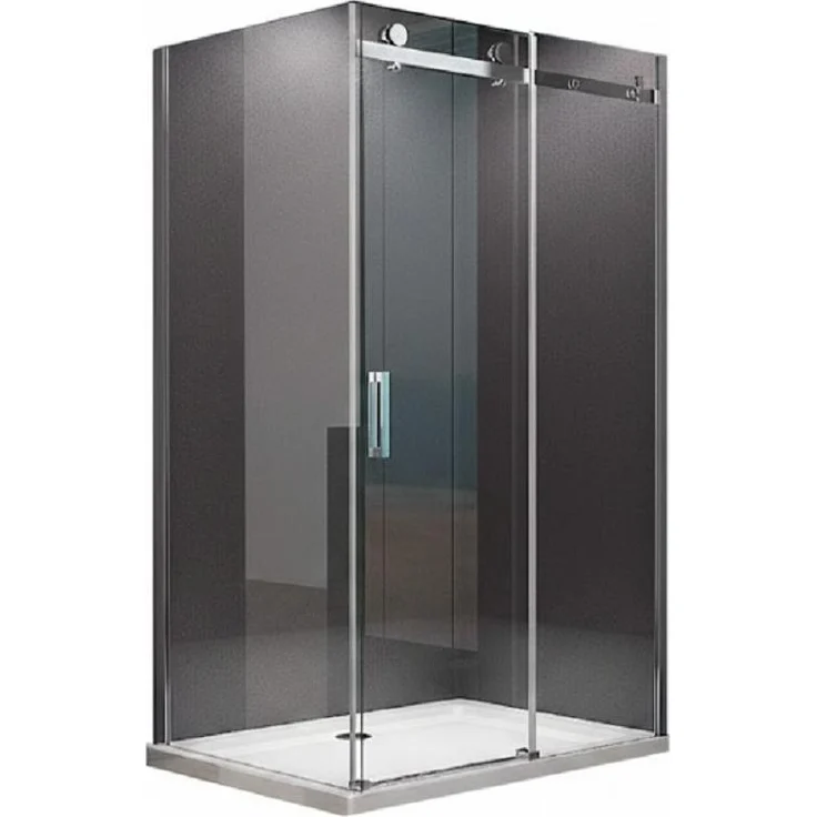 Glaswerk Westfalen Ecken-Duschkabine "Ela", 100x90x195 cm, Schiebetür aus 8 mm ESG-Sicherheitsglas, rahmenlos, mit Duschwanne
