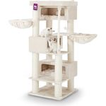 Petrebels Kratzbaum Turnpike 200 Beige/Creme, 76 x 76 x 200 cm, XXL Kratzbaum für große Katzen