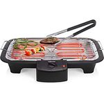 Elektrischer BBQ Tischgrill & Grillzange mit Wasserauffangschale, Grillfläche 38x22cm - 2000Watt