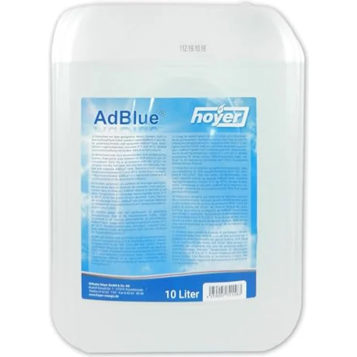 Hoyer Kanister AdBlue® 10 L, hochreines NOx-Reduktionsmittel für Dieselmotoren mit Füllschlauch – Bild 1