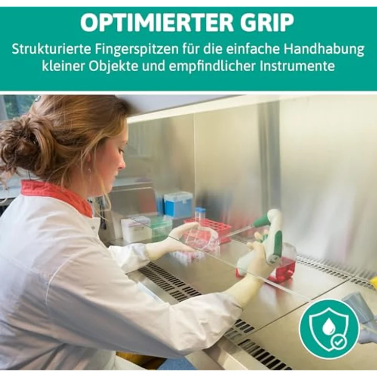 Ansell TouchNTuff 69-318 Naturgummilatex Handschuhe, Chemikalien- und Flüssigkeitsschutz, Naturfarben, Größe 8 (100 Handschuhe pro Spender) – Bild 7