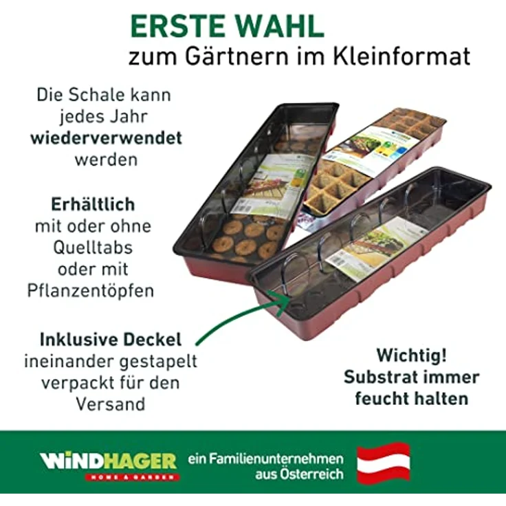 Windhager Zimmer-Gewächshaus MAXI XL Fensterbank-Treibhaus Pflanzen-Anzucht inkl. 36 Quelltabs, terracotta - anthrazit, 16,5 x 54,5 x 11 cm, 06841 – Bild 6