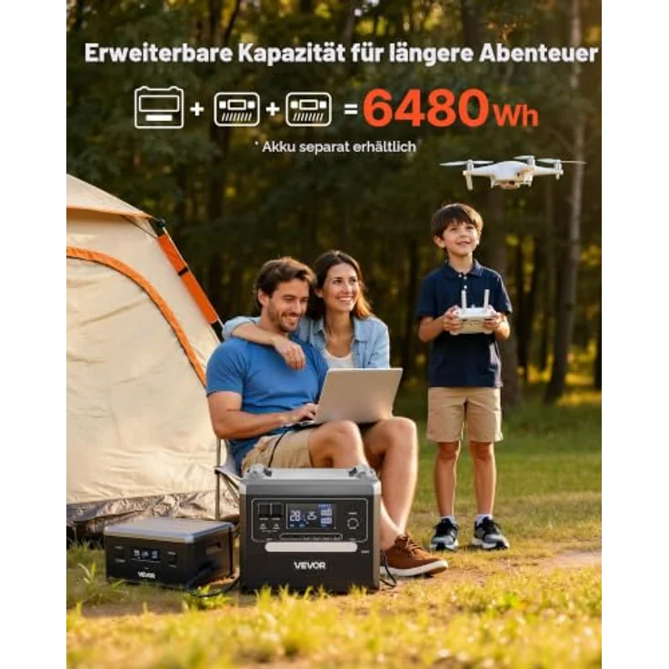 VEVOR Tragbare Powerstation Q2400Pro, 2400-W-Solargenerator mit 200-W-Falt-Solarpanel und 2160-Wh-LiFePO4-Akku, 10 Ausgänge, einstellbare Eingangsleistung für Zuhause, Camping & RV – Bild 4