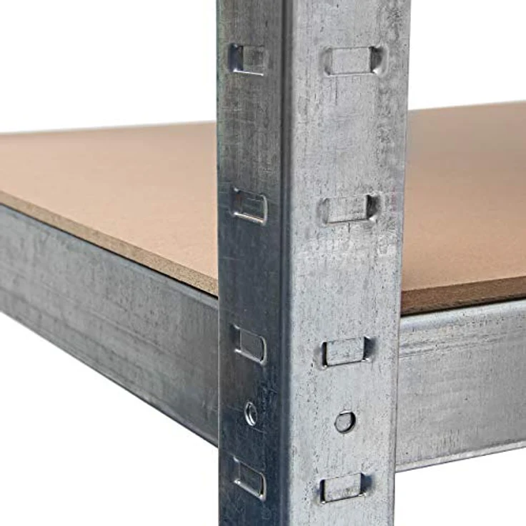 Relaxdays Schwerlastregal, HxBxT: 179 x 90 x 41 cm, verzinkter Stahl, Traglast 875 kg, Stecksystem, mit Werkbank, silber – Bild 5