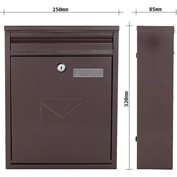 Rottner Briefkasten Como in Braun Stahl-Briefkasten Mailbox, Postkasten, Zaunbriefkasten, 2 Einwurfschlitze, Namensschild – Bild 5