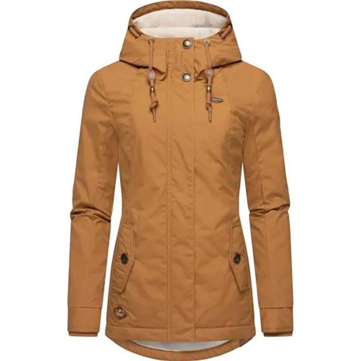 Ragwear Winterjacke Monade Damen Winterparka mit Kapuze und m. Fleece gefüttert, taillierter Schnitt, wasserabweisend (Schwarz) – Bild 2