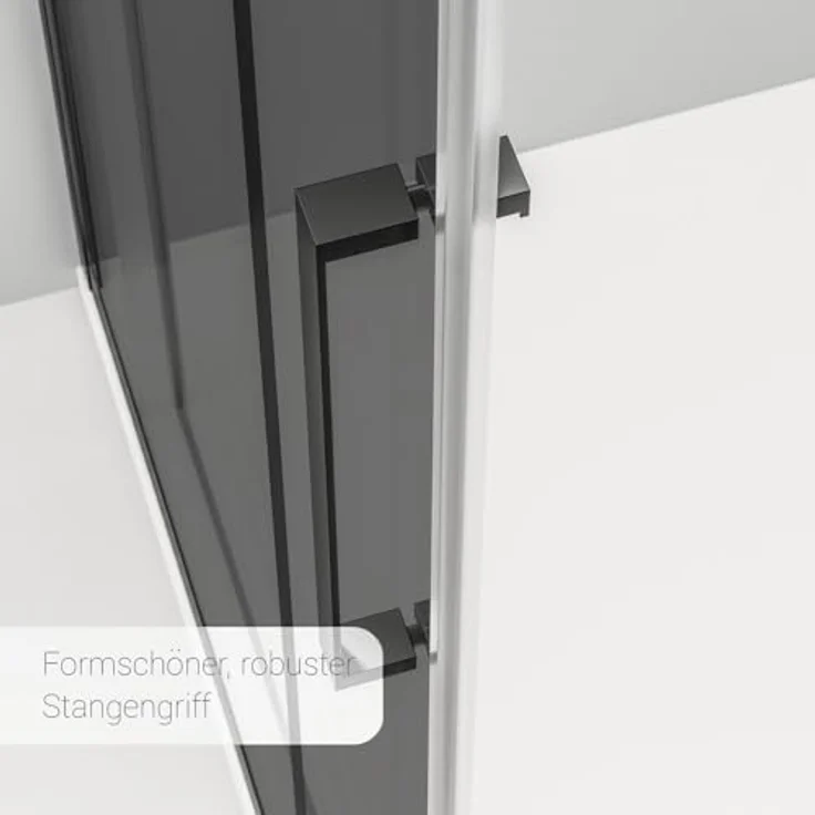 NEXTREND Nischendusche DX906 FLEX, Schiebetür mit Soft-Close, 8 mm nano graues Glas, schwarze matt Profile, Breite wählbar (1200 mm) – Bild 5