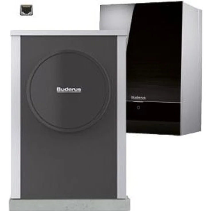 Buderus Logatherm Wärmepumpe WLW196i-2-4, 5 kW Luft-Wasser-Wärmepumpe mit schallreduzierter Technologie, Schwarz